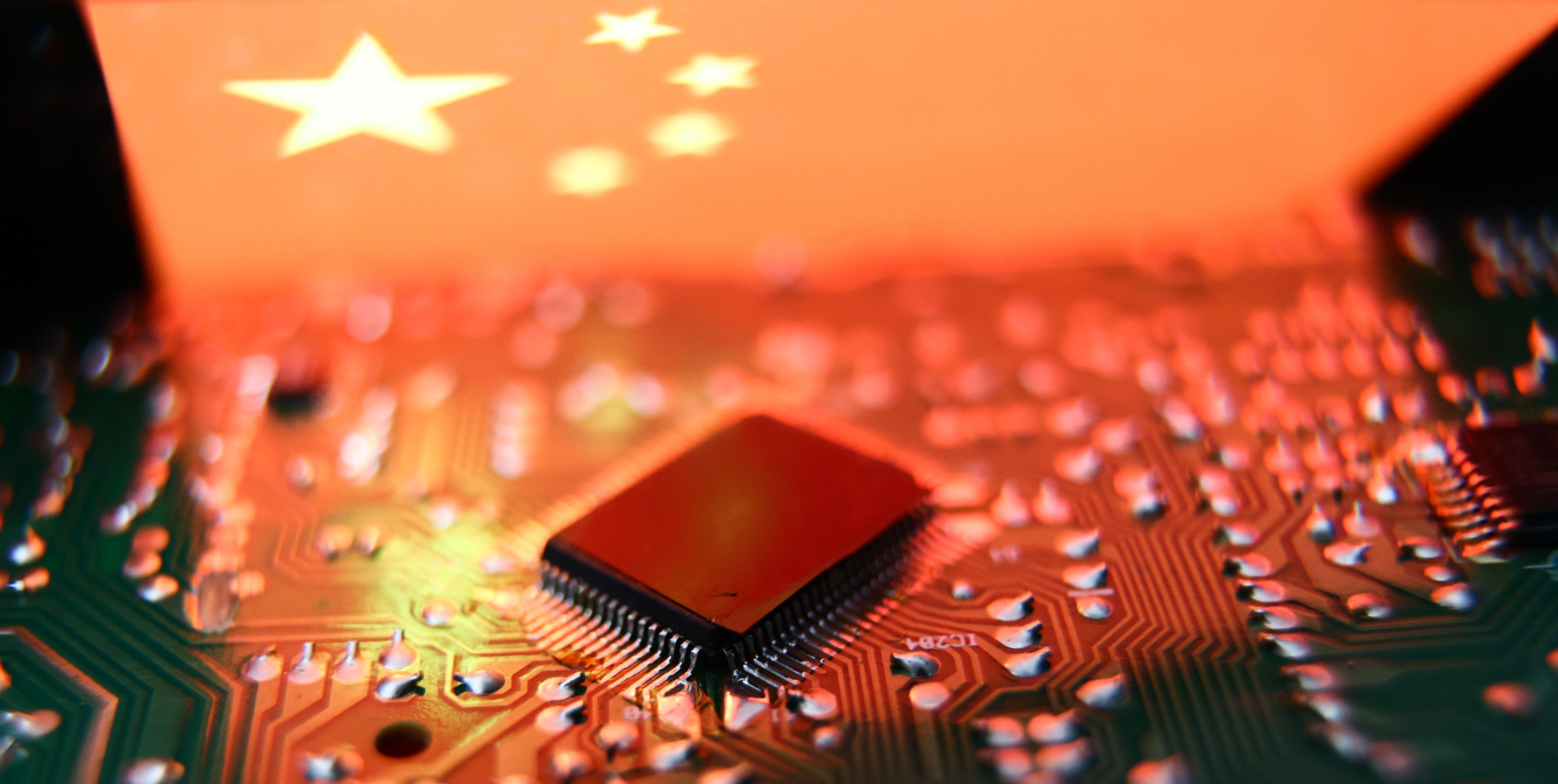 Computer chip and Chinese flag