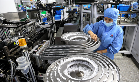 Production of medical consumables in a purification workshop of a medical technology enterprise in Binzhou, East China's Shandong province