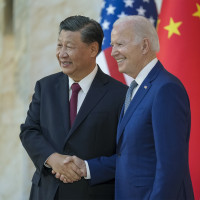 U.S. President Joe Biden, shakes hands with Chinese President Xi Jinping, left, before the start of their face-to-face bilateral meeting on the sidelines of the G20 Summit, November 14, 2022, in Bali, Indonesia. 